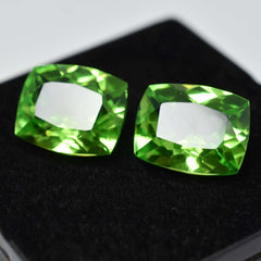 NATURAL Peridot CUSHION CUT 15.60 Ct Loose Gemstone Best Quality CERTIFIED Pair