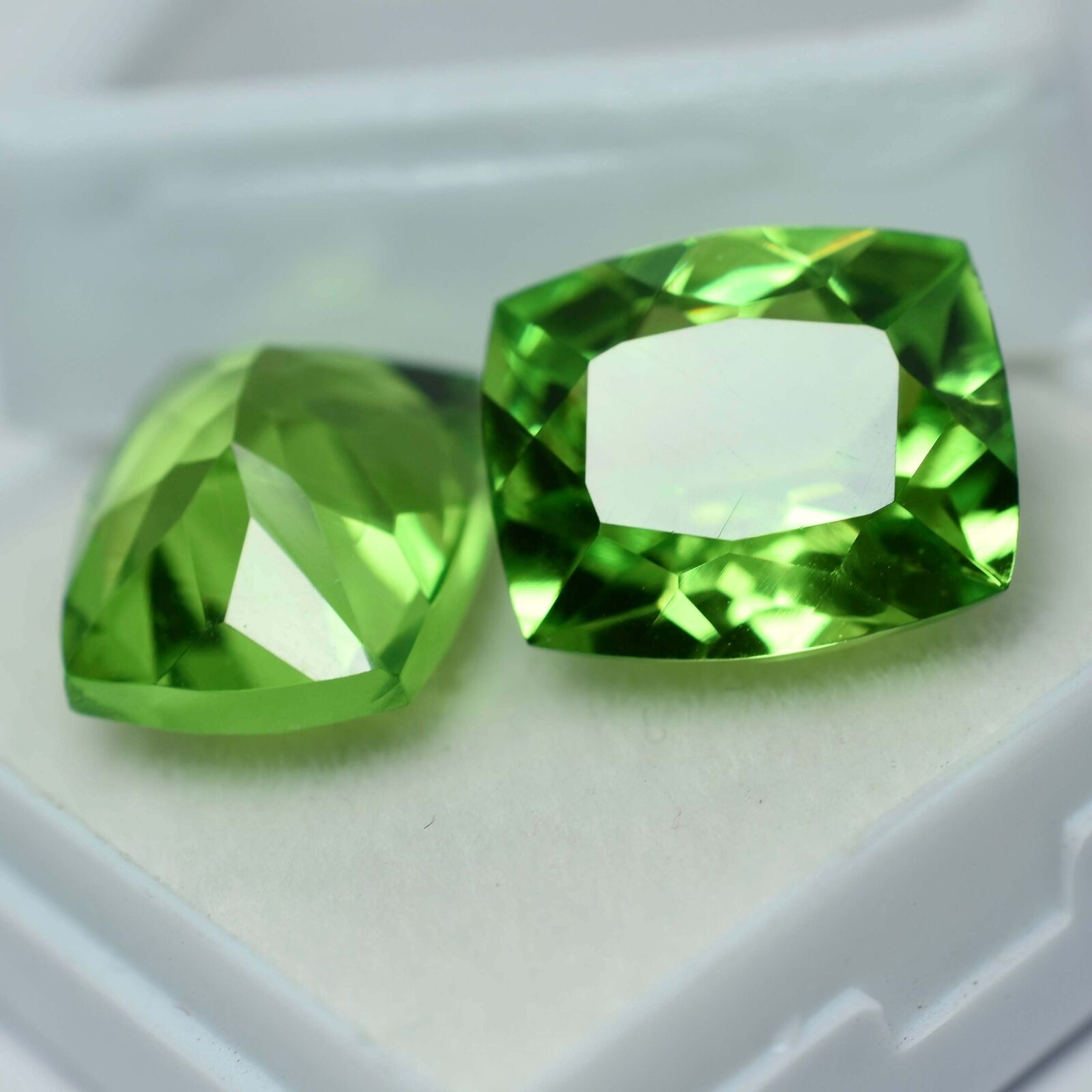 NATURAL Peridot CUSHION CUT 15.60 Ct Loose Gemstone Best Quality CERTIFIED Pair