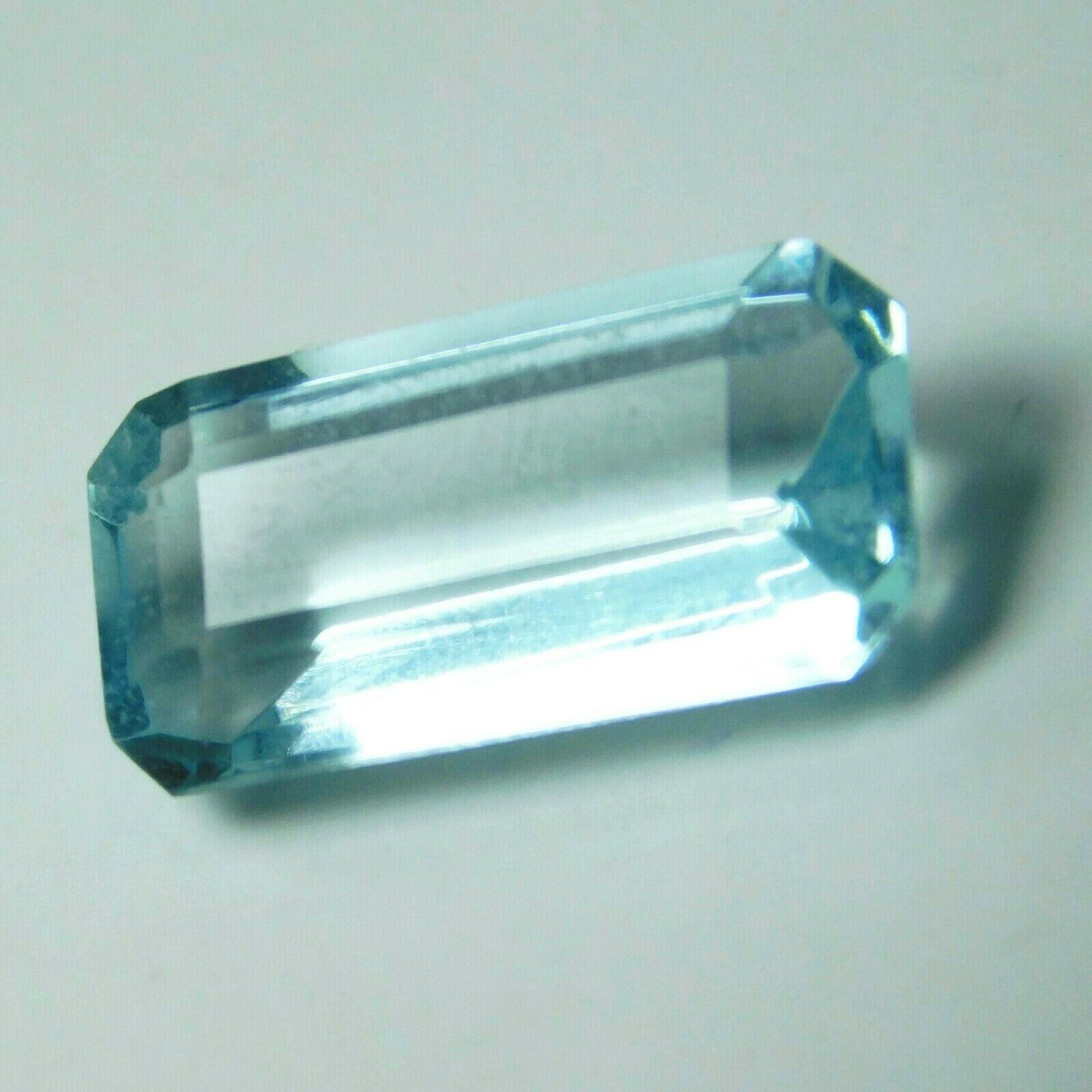 Natural Blue Aquamarine CERTIFIED Baguette Cut 6.10 Ct Loose Gemstones Free Ship