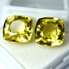 Natural YELLOW Sapphire Square Pair Big Offer 16.38 Ct CERTIFIED Loose Gemstone