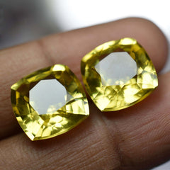 Natural YELLOW Sapphire Square Pair Big Offer 16.38 Ct CERTIFIED Loose Gemstone