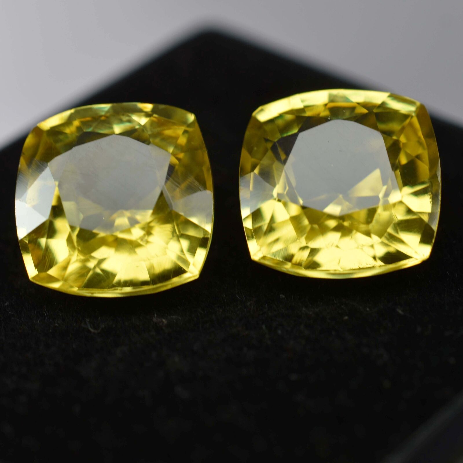 Natural YELLOW Sapphire Square Pair Big Offer 16.38 Ct CERTIFIED Loose Gemstone