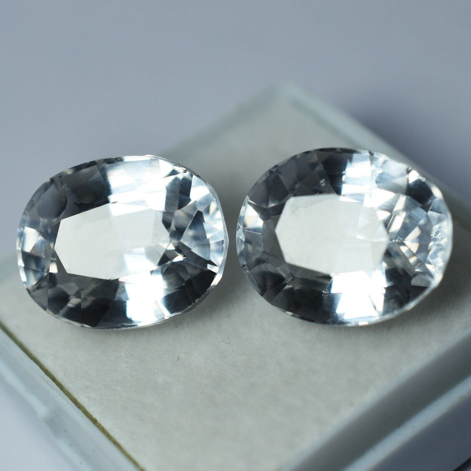 16 Ct Natural White Ceylon Sapphire CERTIFIED Oval Shape Loose Gemstone Pair