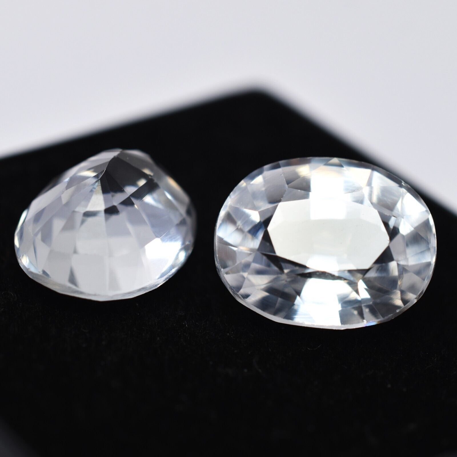 16 Ct Natural White Ceylon Sapphire CERTIFIED Oval Shape Loose Gemstone Pair