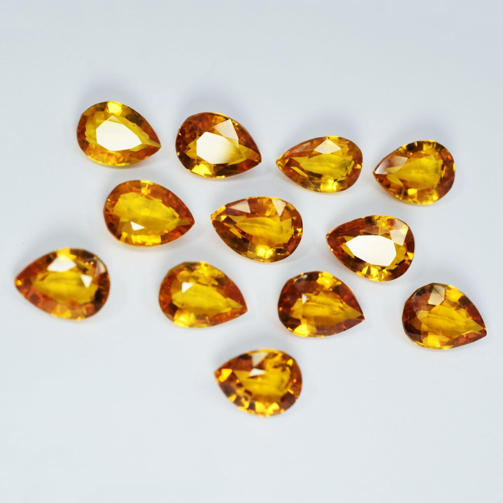 Natural Yellow SAPPHIRE Pear Shape CERTIFIED Loose Gemstone Lot 12 Pcs 96.50 Ct