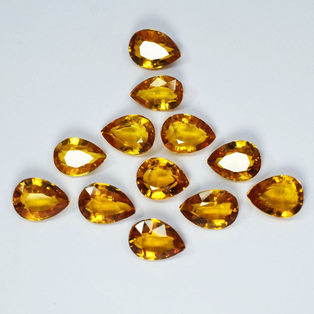 Natural Yellow SAPPHIRE Pear Shape CERTIFIED Loose Gemstone Lot 12 Pcs 96.50 Ct