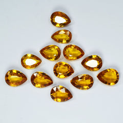 Natural Yellow SAPPHIRE Pear Shape CERTIFIED Loose Gemstone Lot 12 Pcs 96.50 Ct