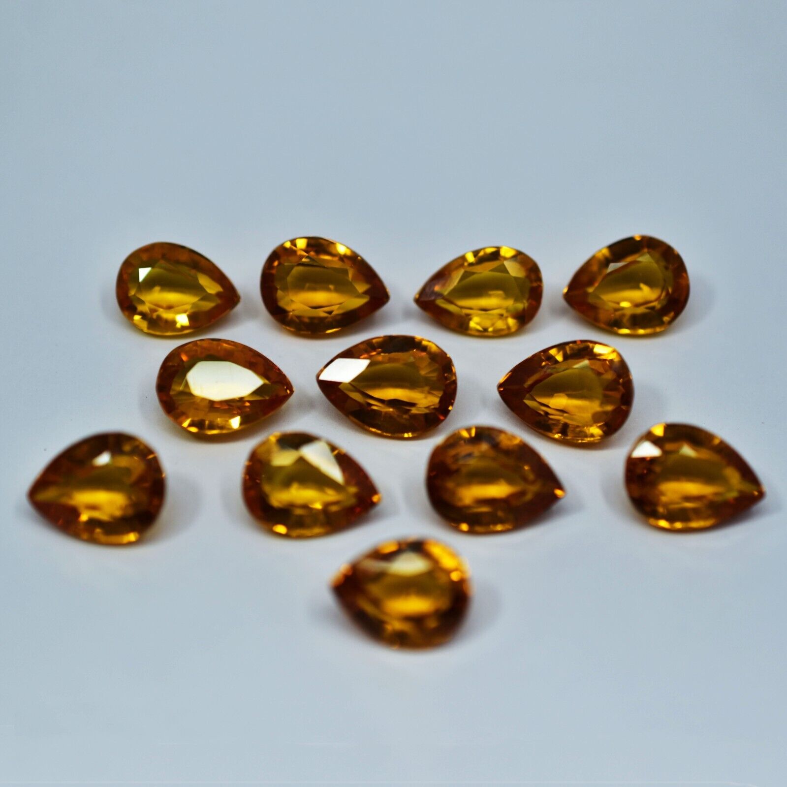 Natural Yellow SAPPHIRE Pear Shape CERTIFIED Loose Gemstone Lot 12 Pcs 96.50 Ct