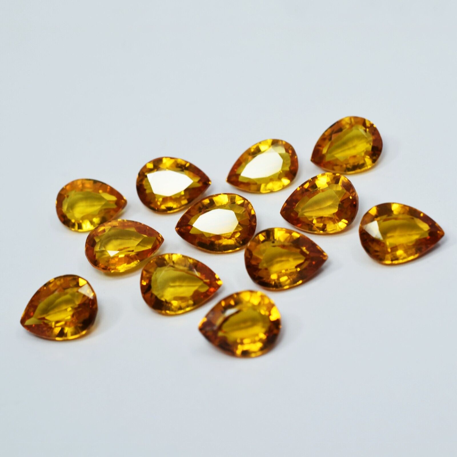 Natural Yellow SAPPHIRE Pear Shape CERTIFIED Loose Gemstone Lot 12 Pcs 96.50 Ct