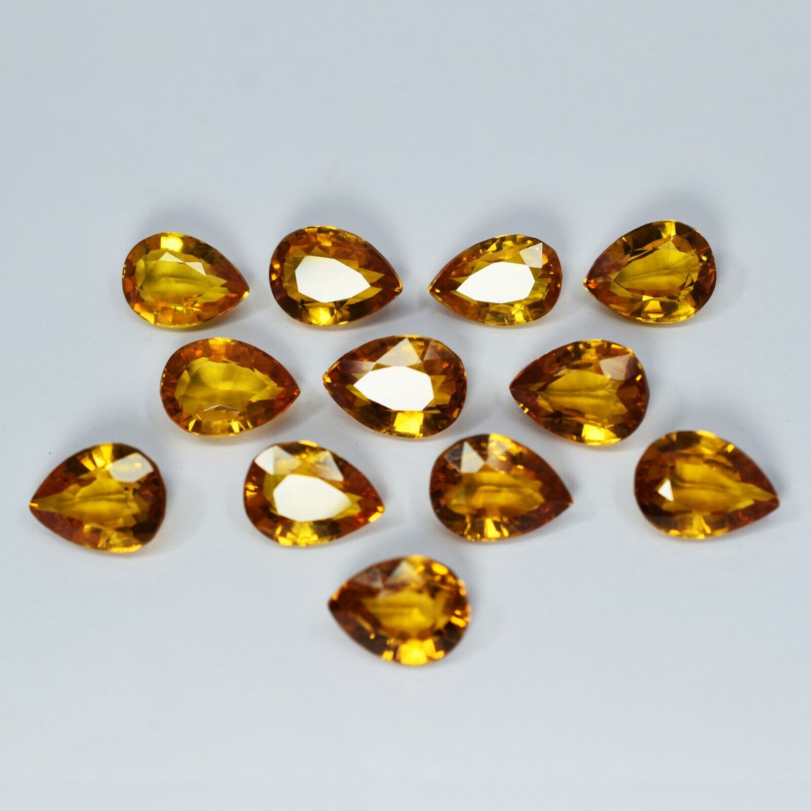 Natural Yellow SAPPHIRE Pear Shape CERTIFIED Loose Gemstone Lot 12 Pcs 96.50 Ct