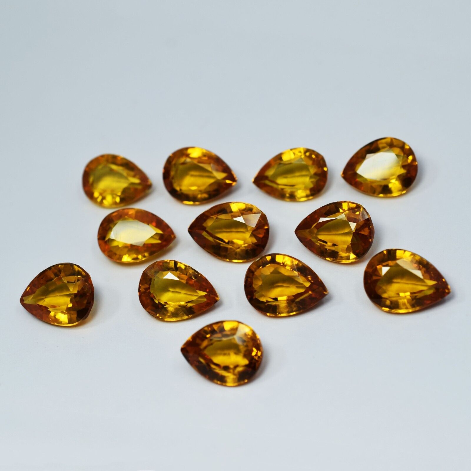 Natural Yellow SAPPHIRE Pear Shape CERTIFIED Loose Gemstone Lot 12 Pcs 96.50 Ct