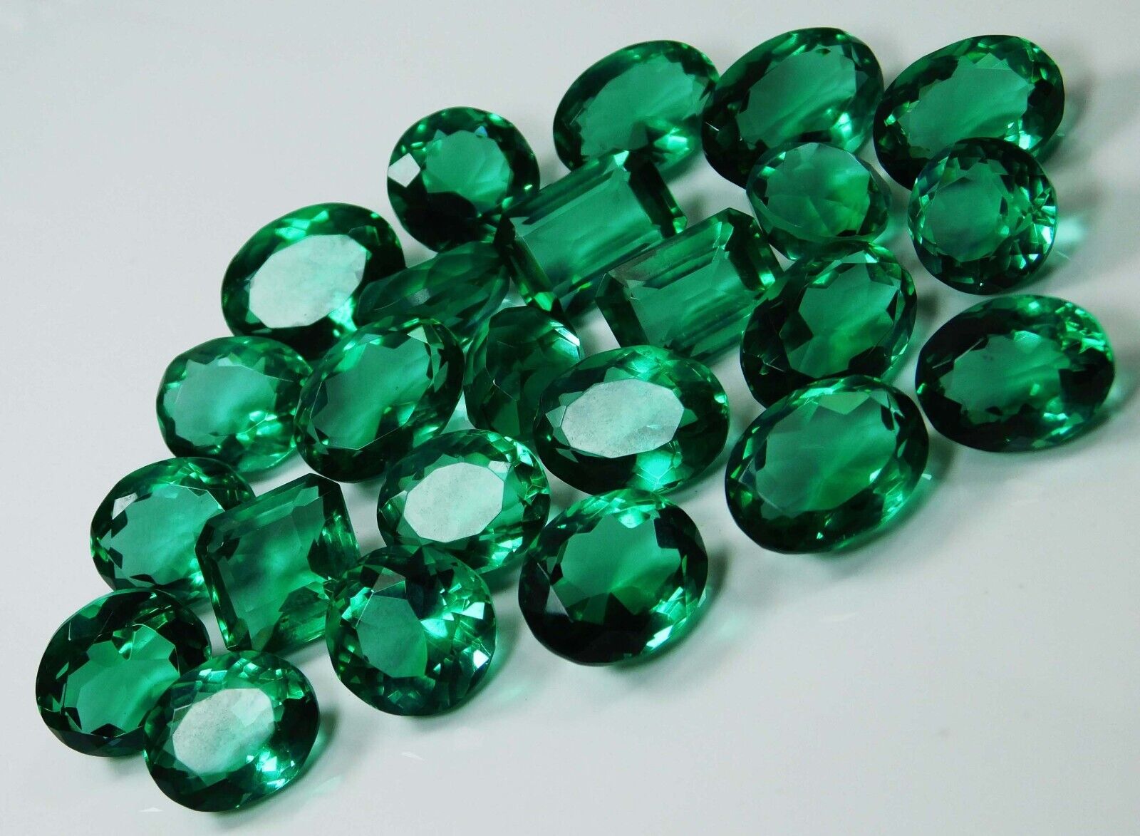 100 Ct Lab- Created GREEN Emerald Mix Cut CERTIFIED Loose Gemstone Lot