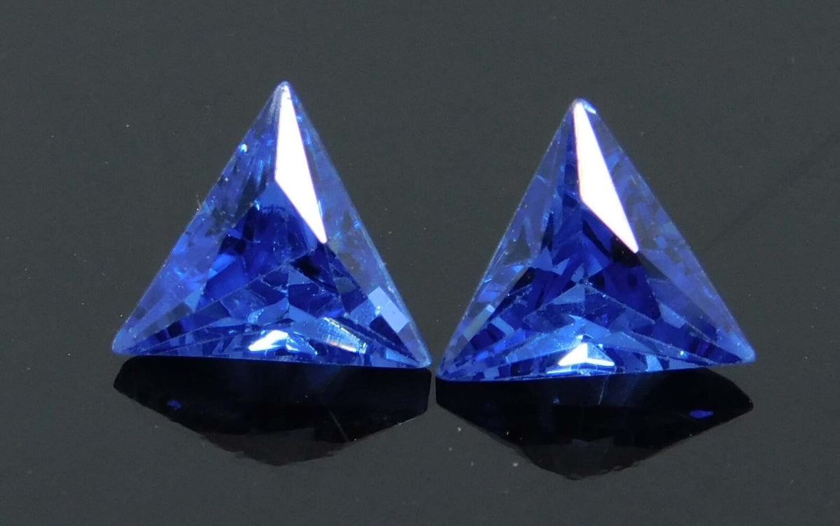 5x5 mm 2 Natural Blue Sapphire Trillion shape CERTIFIED Loose Gemstones Pair