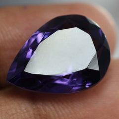 9.19 Ct Natural Amethyst Russian Violet PEAR Loose Gemstone CERTIFIED Ring Size