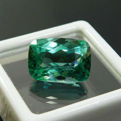 8 Ct Natural Loose Gemstone Tourmaline CERTIFIED Bluish Green Cushion Ring Size