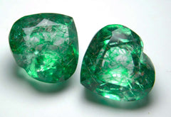 18.26 Ct Top Rich Green Natural Emerald Heart Cut CERTIFIED Loose Gemstone Pair