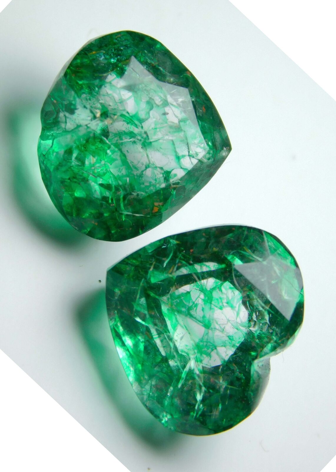 18.26 Ct Top Rich Green Natural Emerald Heart Cut CERTIFIED Loose Gemstone Pair