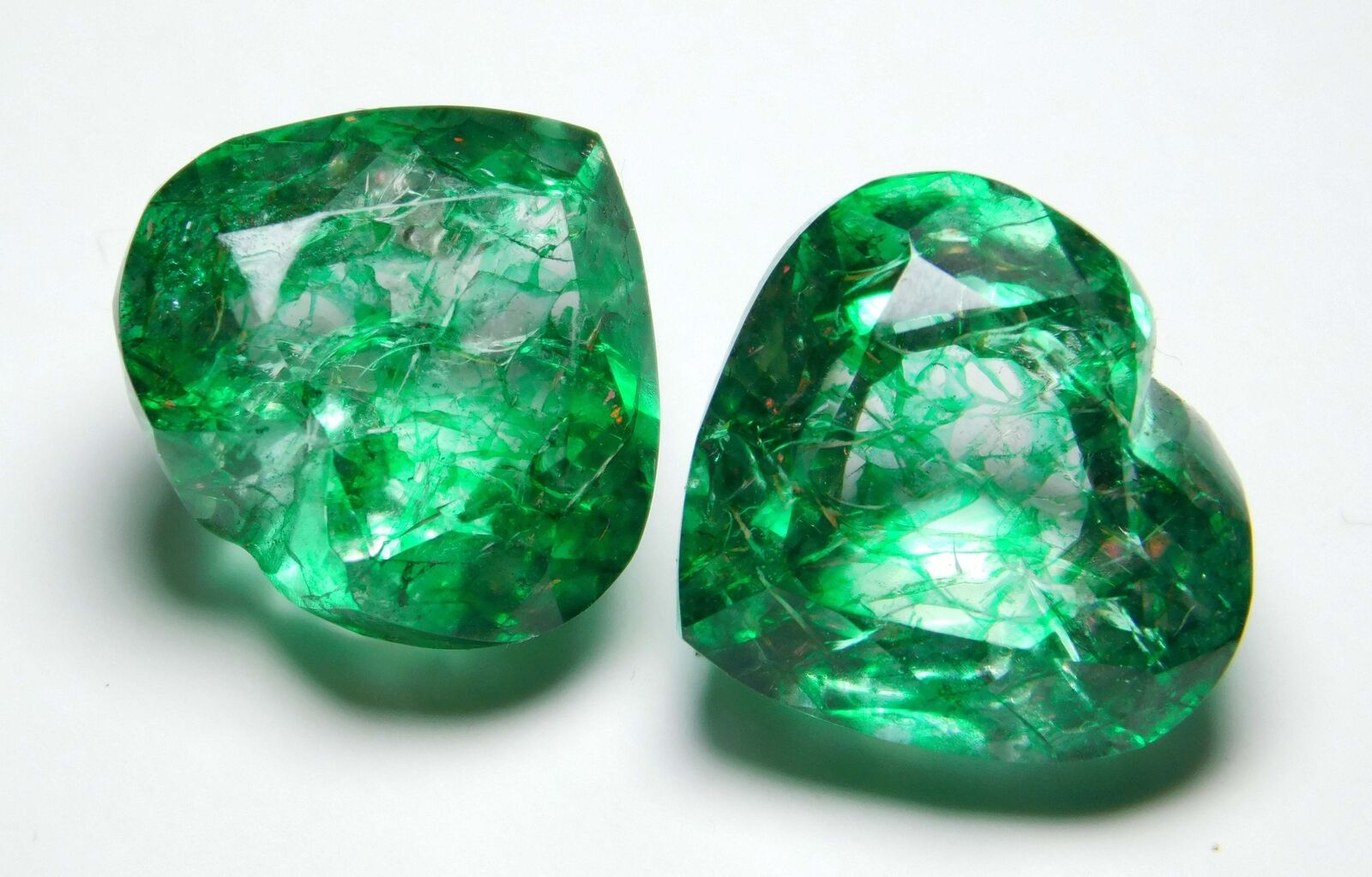 18.26 Ct Top Rich Green Natural Emerald Heart Cut CERTIFIED Loose Gemstone Pair