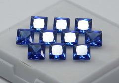 10 Pcs Natural CERTIFIED Gemstones  Sapphire Blue Square Lot 5x5 mm