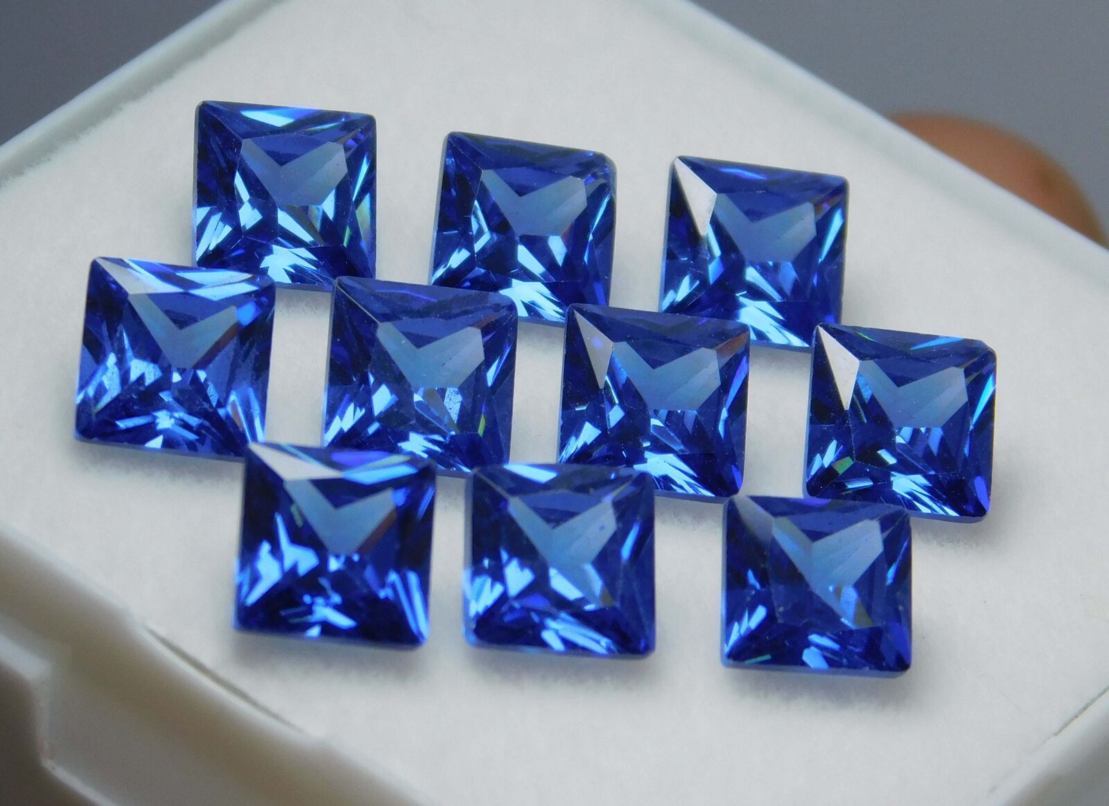 10 Pcs Natural CERTIFIED Gemstones  Sapphire Blue Square Lot 5x5 mm