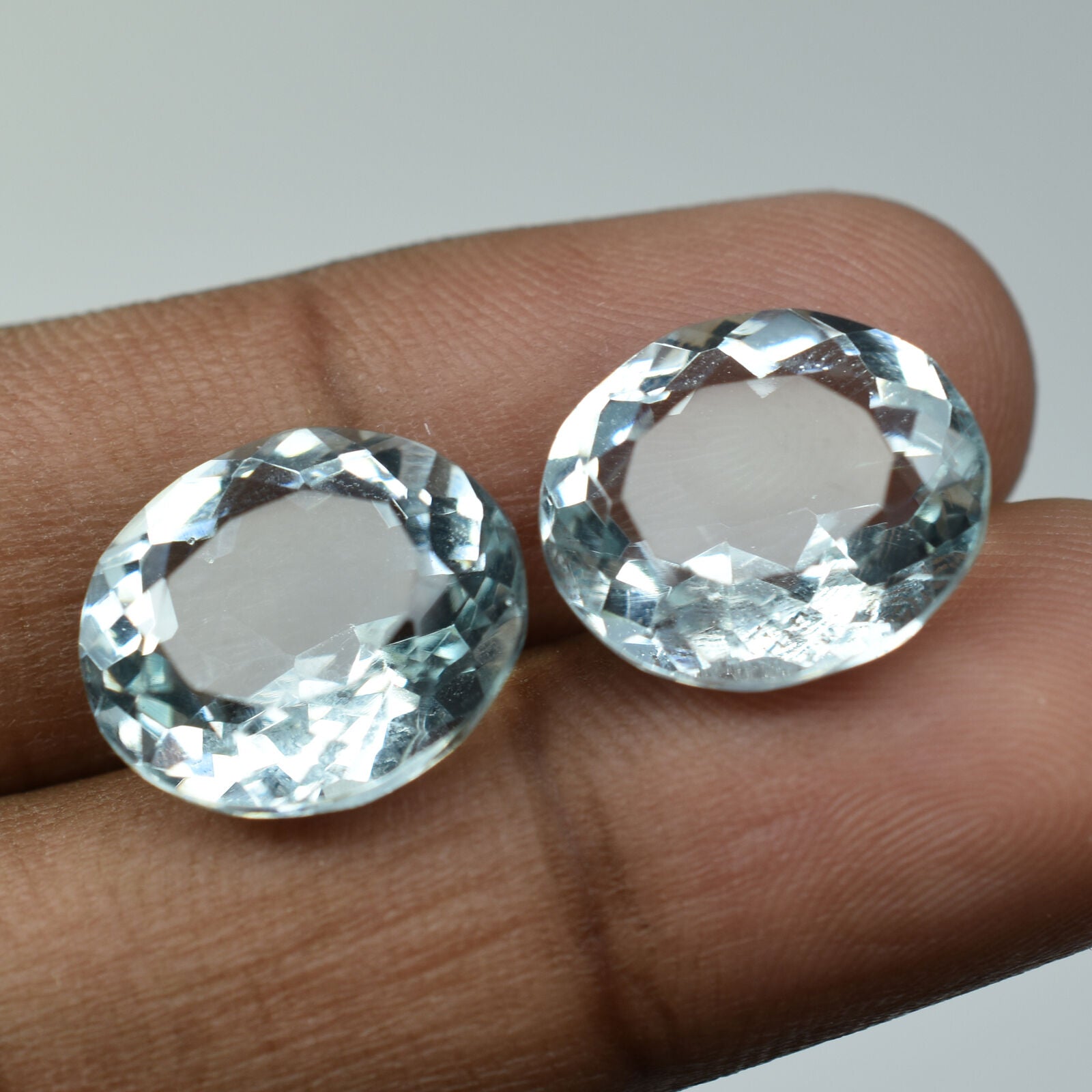 Aquamarine Natural 16.10 Ct Lite Blue CERTIFIED Oval shape LOOSE Gemstone PAIR