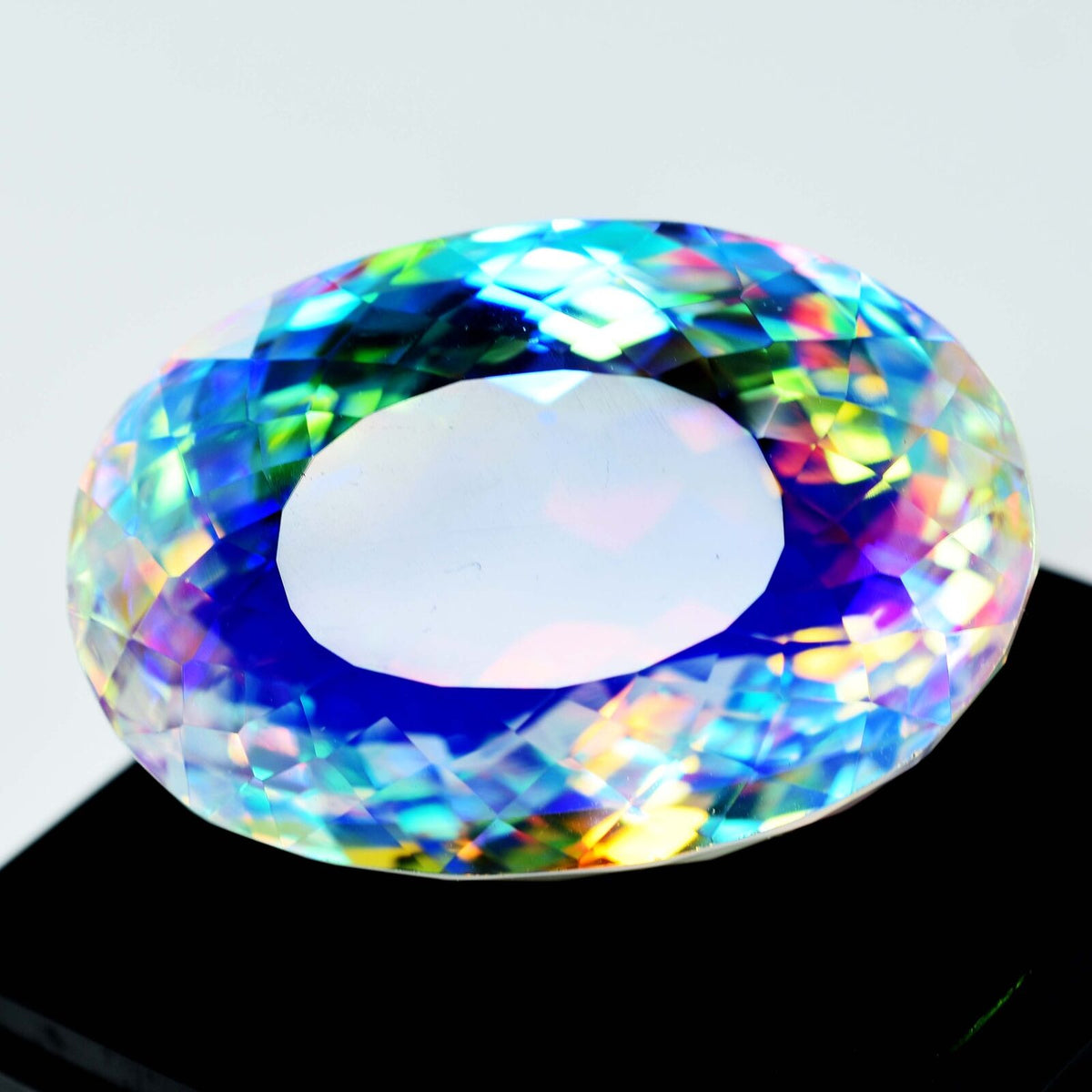 A++ 100 Ct Lab-Created Rainbow Mystic Topaz Oval Shape CERTIFIED Loose Gemstone