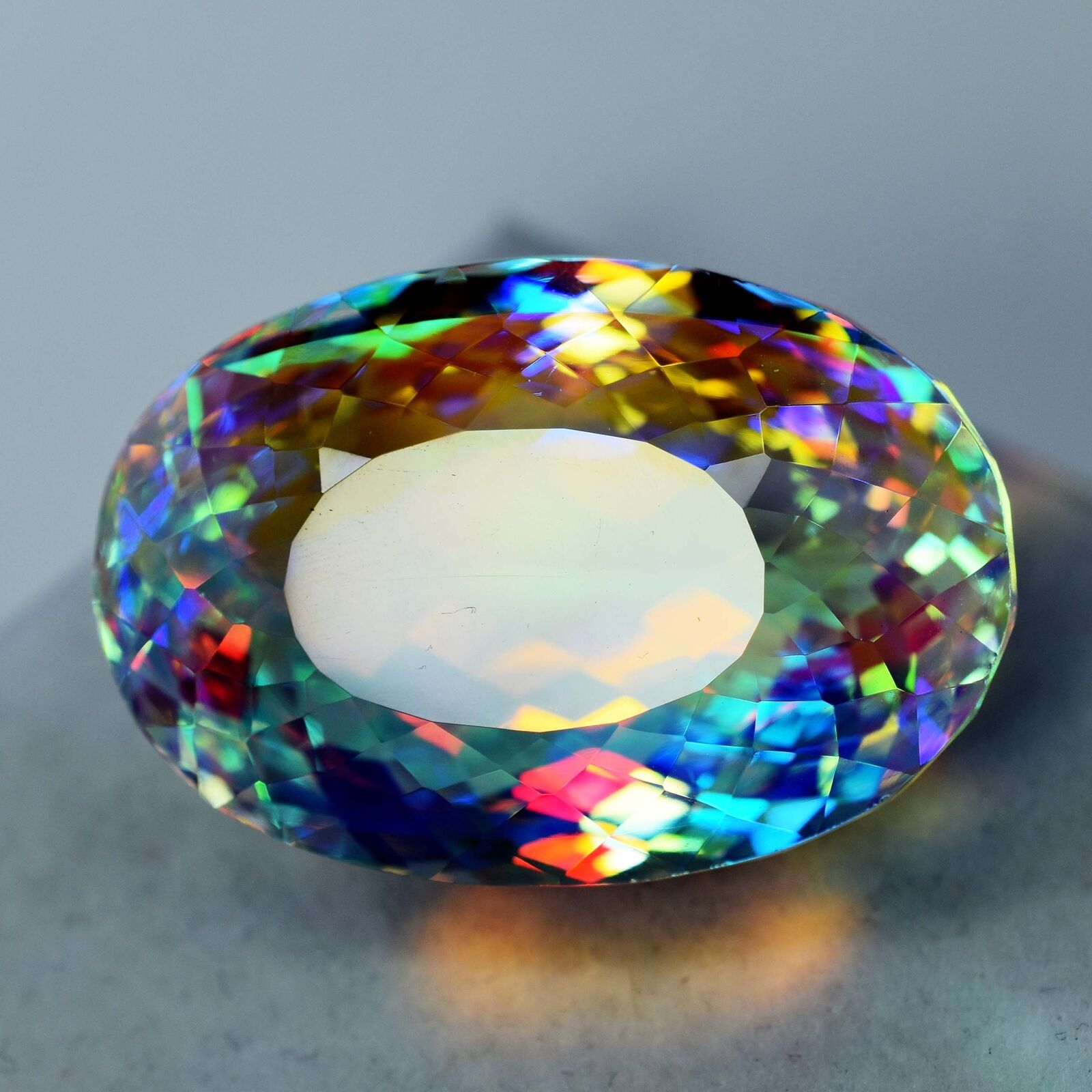 A++ 100 Ct Lab-Created Rainbow Mystic Topaz Oval Shape CERTIFIED Loose Gemstone