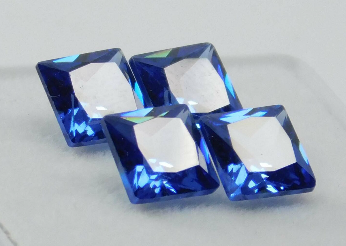 5x5 mm Natural Sapphire Square Shape CERTIFIED Blue Loose Gemstone 4 Pcs Lot