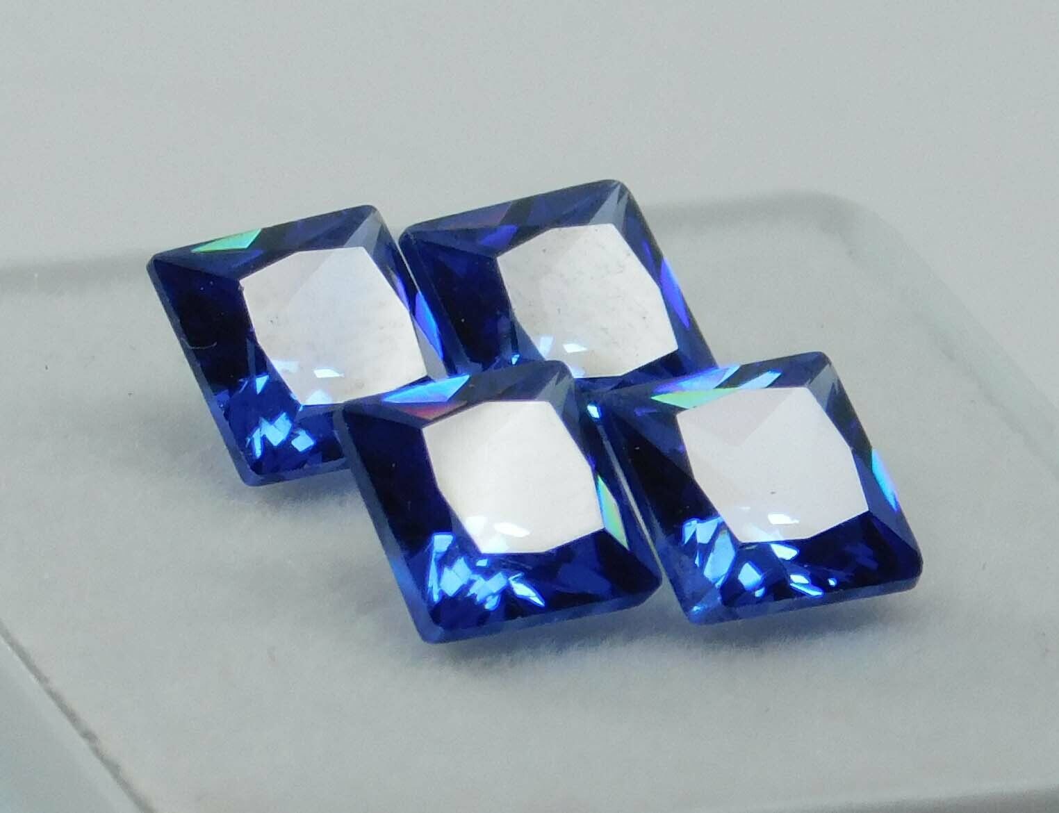 5x5 mm Natural Sapphire Square Shape CERTIFIED Blue Loose Gemstone 4 Pcs Lot