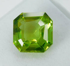 NATURAL Peridot SQUARE CUT 9.80 Ct Faceted Gemstone Best Quality CERTIFIED