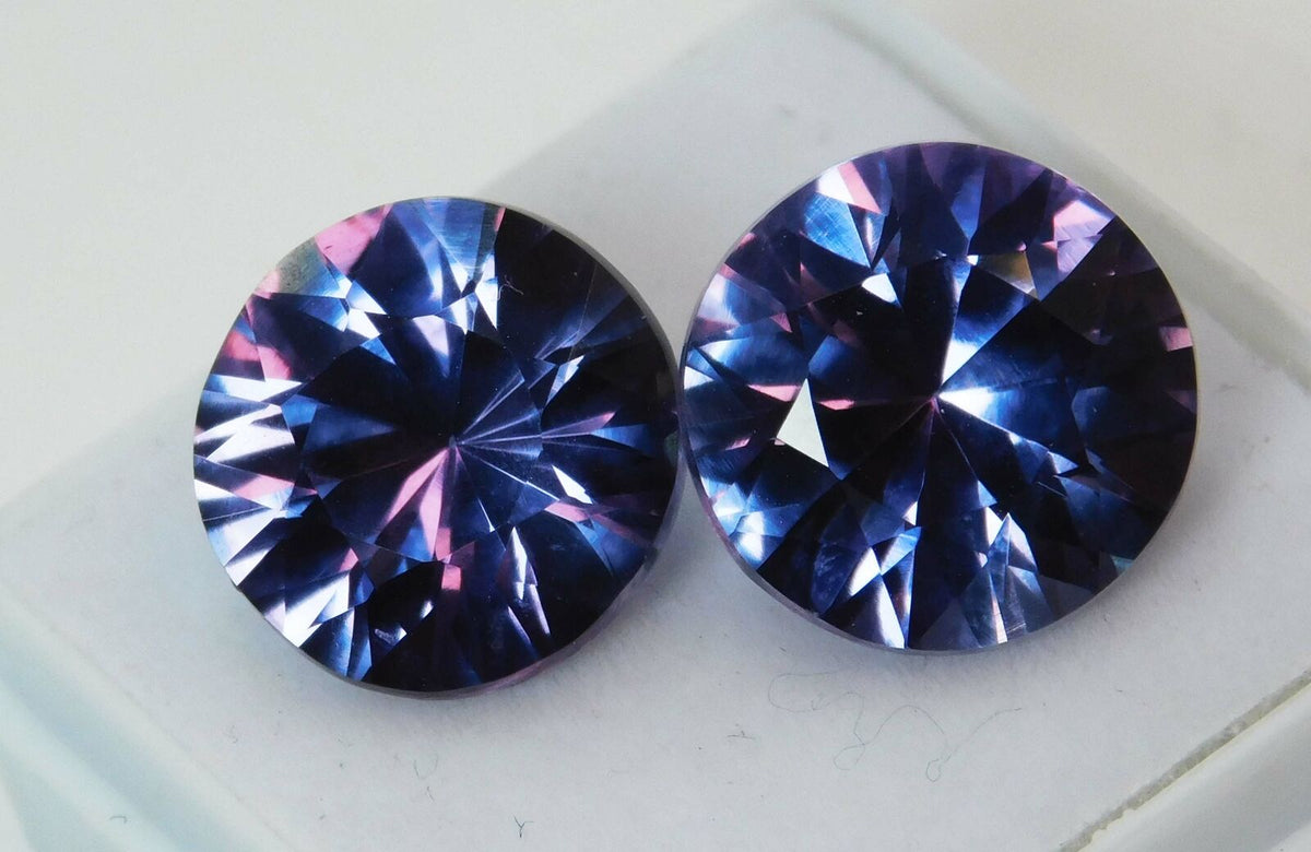 15 Ct Natural COLOR-CHANGE Alexandrite Round Shape CERTIFIED Loose Gemstone Pair