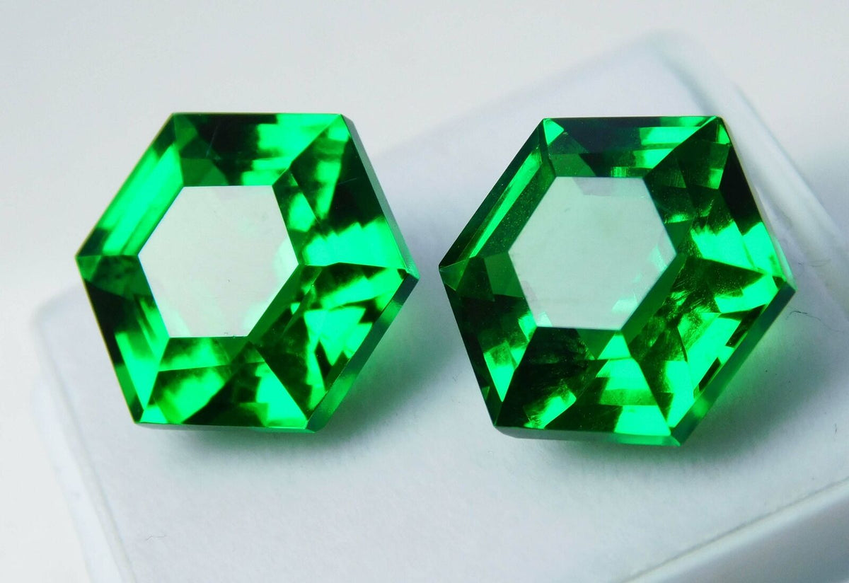 20.31 Ct Natural GREEN Garnet CERTIFIED Fancy Octagon Shape Loose Gemstone Pair