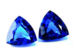 Natural BLUE Tanzanite TRILLION Shape 8-10 Ct Each Gemstone Pair  CERTIFIED