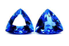 Natural BLUE Tanzanite TRILLION Shape 8-10 Ct Each Gemstone Pair  CERTIFIED