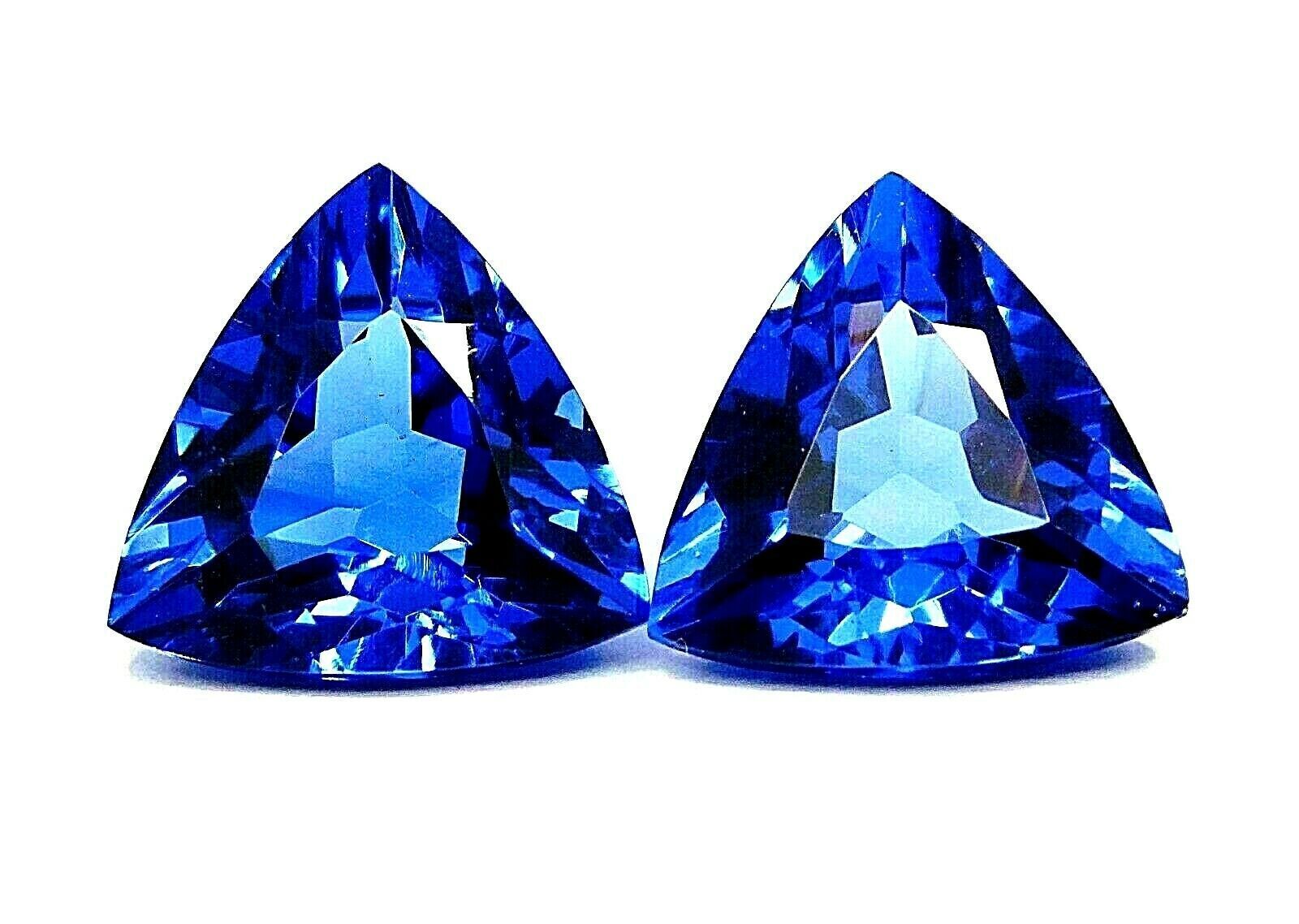 Natural BLUE Tanzanite TRILLION Shape 8-10 Ct Each Gemstone Pair  CERTIFIED