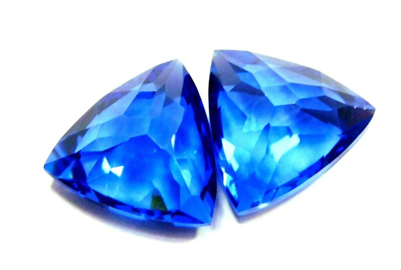 Natural BLUE Tanzanite TRILLION Shape 8-10 Ct Each Gemstone Pair  CERTIFIED