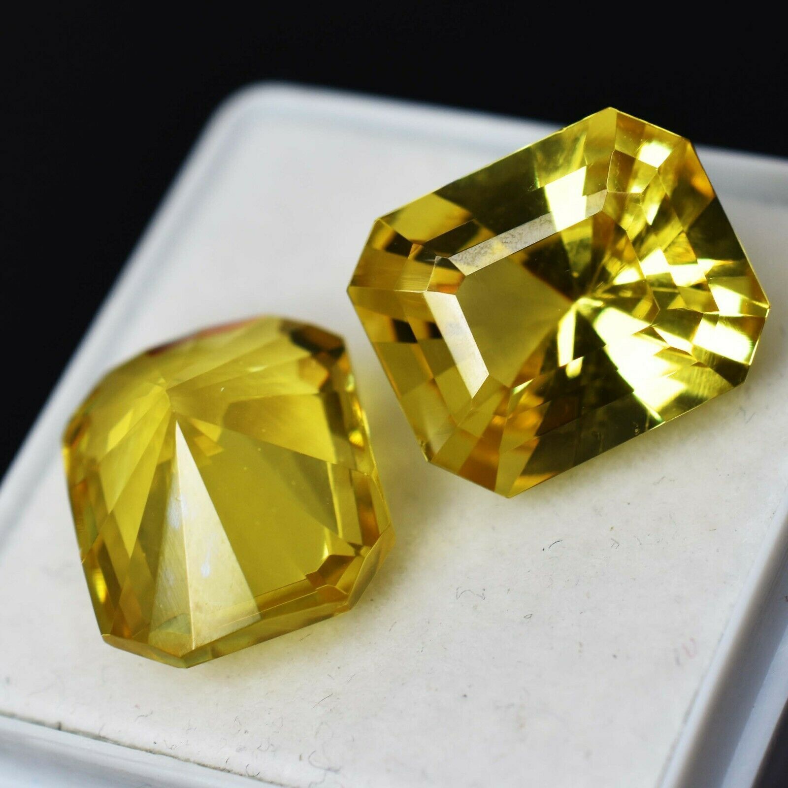 Natural SAPPHIRE Certified Loose Gemstone 20 Ct Yellow Color Emerald Shape Pair