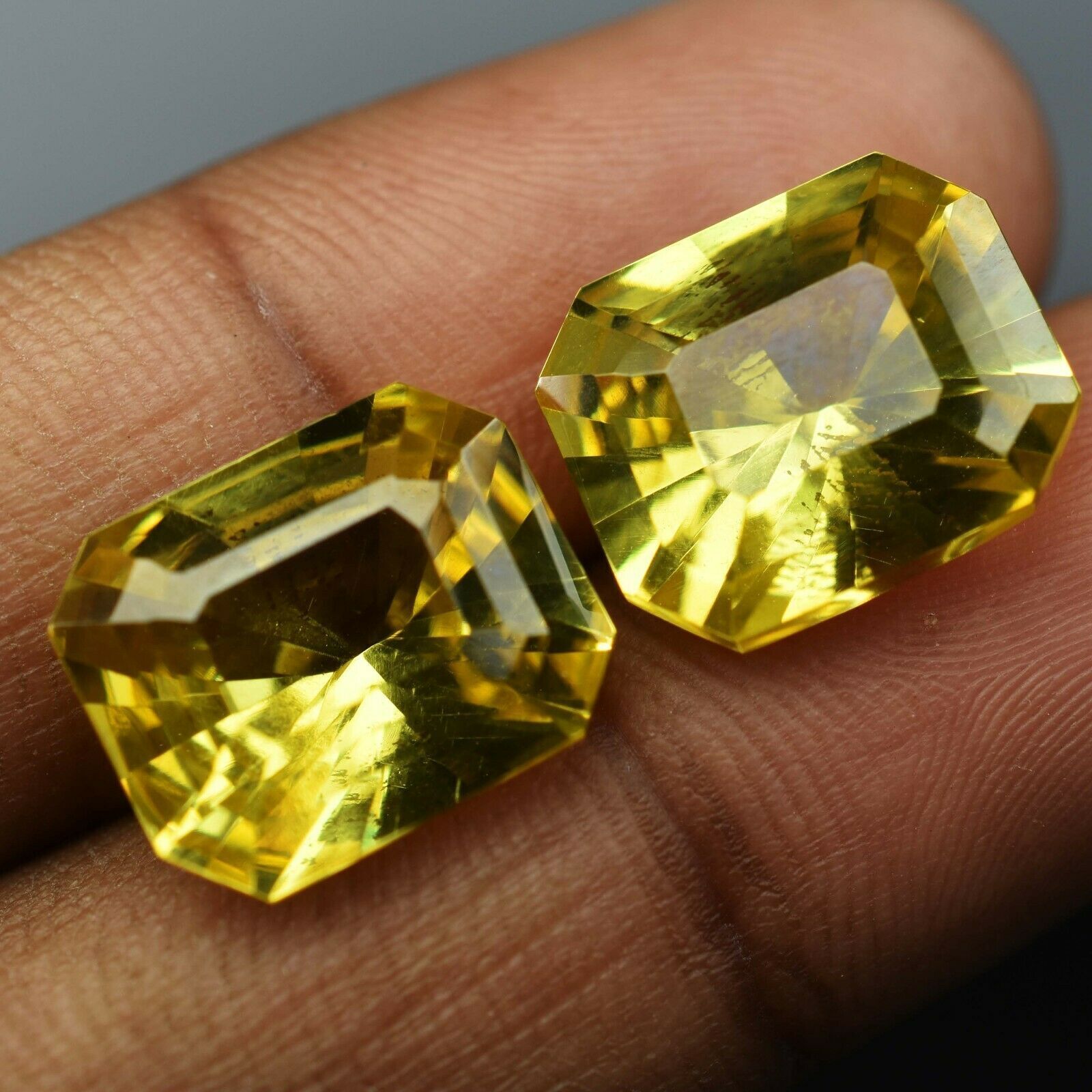 Natural SAPPHIRE Certified Loose Gemstone 20 Ct Yellow Color Emerald Shape Pair