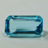 Emerald Cut Aquamarine Gemstone 8.01 Ct Translucent Blue on White Background Certified