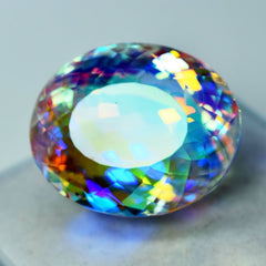 100 Ct Lab-Created Mystic Topaz Multi Color Oval Shape CERTIFIED Loose Gemstone