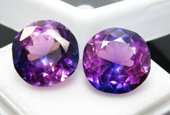 17.00 Ct Natural Sapphire Purple Round Shape CERTIFIED Loose Gemstone Pair