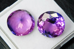 17.00 Ct Natural Sapphire Purple Round Shape CERTIFIED Loose Gemstone Pair