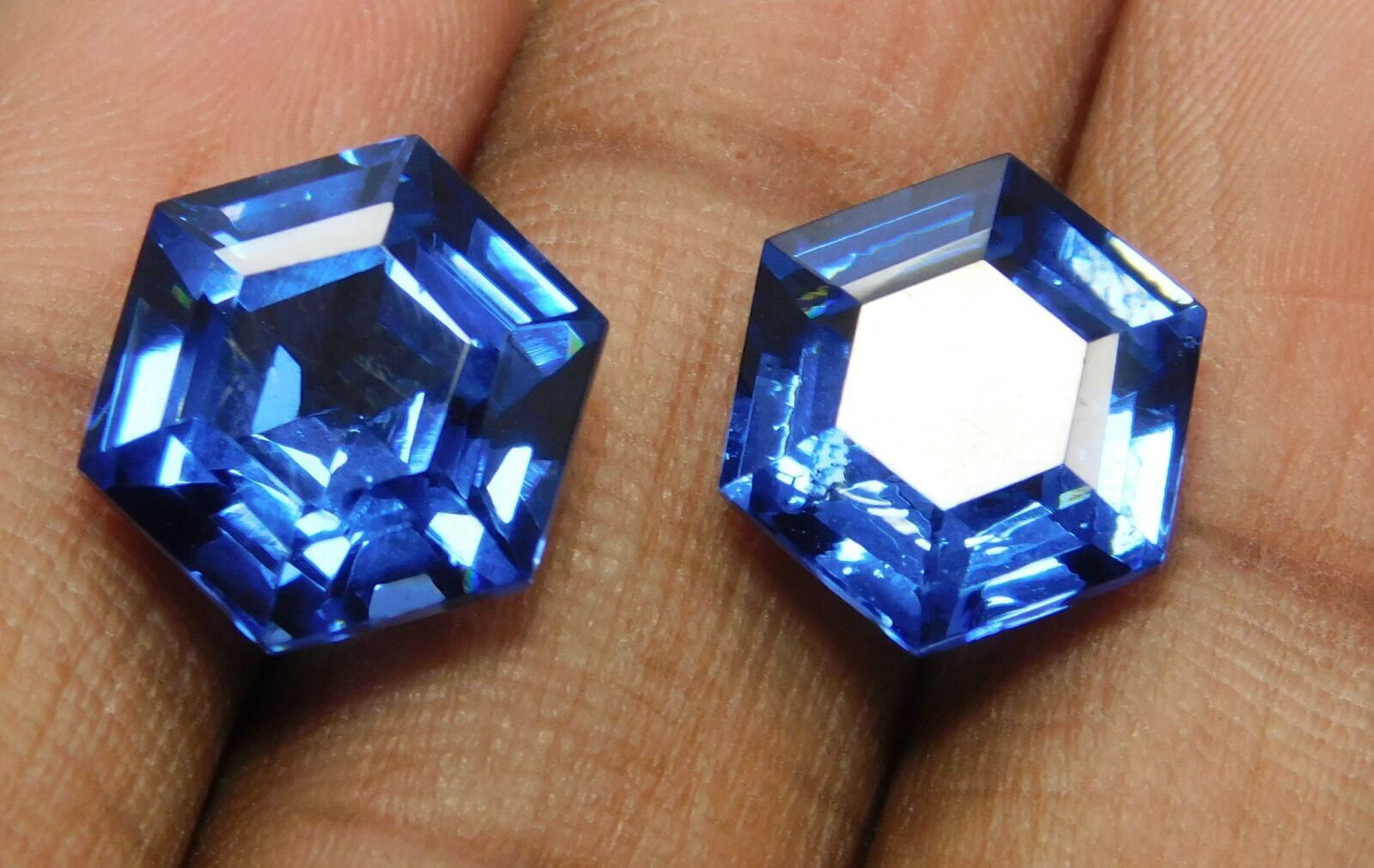 CERTIFIED 20.15 Ct Natural Blue SAPPHIRE Fancy Cut Beautiful Pair Loose Gemstone