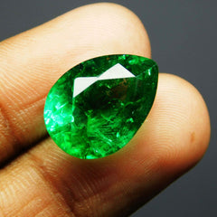 Green COLOMBIAN Emerald Pear Cut CERTIFIED Loose Gemstone 7.60 Ct Natural