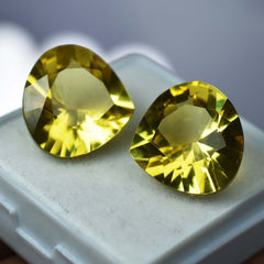 Natural Yellow Sapphire 17.00 Ct CERTIFIED Pan Pear Cut Rare Loose Gemstone pair