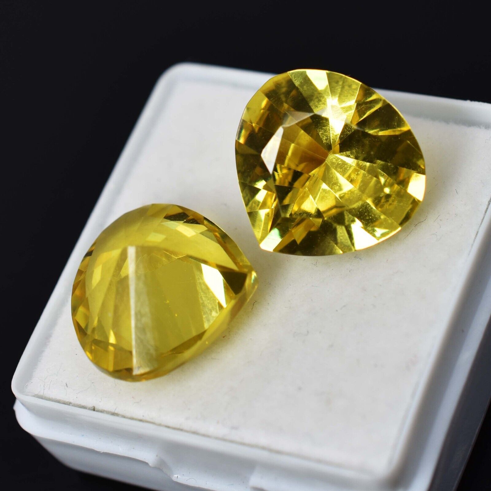 Natural Yellow Sapphire 17.00 Ct CERTIFIED Pan Pear Cut Rare Loose Gemstone pair