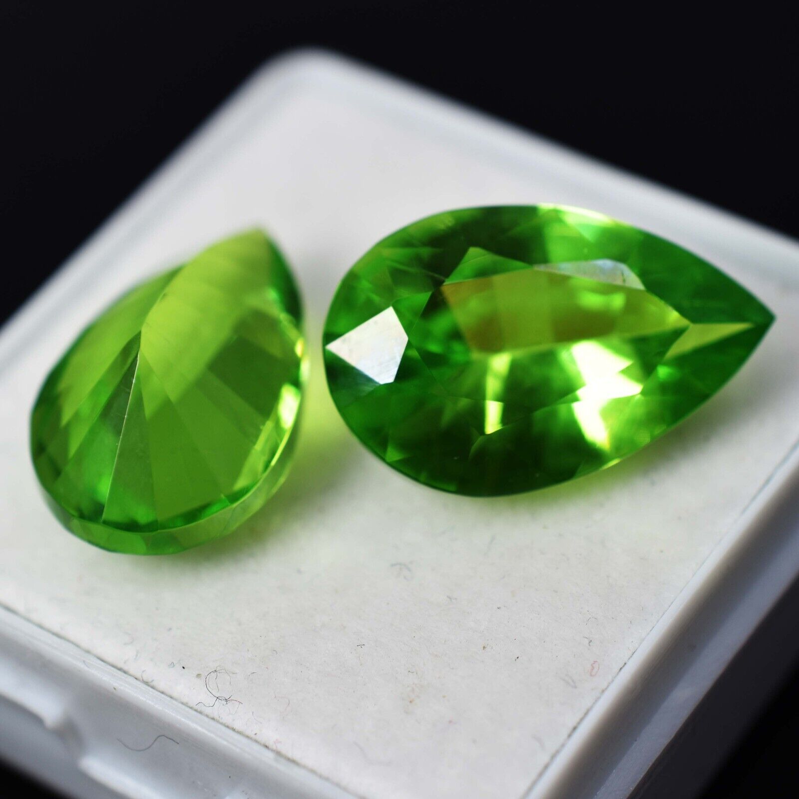 8 to 10 Ct Natural Each GREEN Peridot PEAR CUT Loose Gemstone CERTIFIED Pair