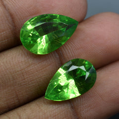 8 to 10 Ct Natural Each GREEN Peridot PEAR CUT Loose Gemstone CERTIFIED Pair