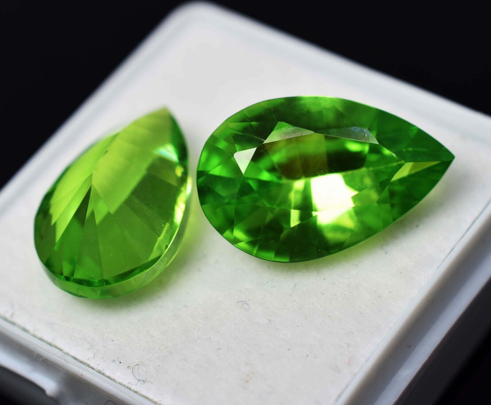 8 to 10 Ct Natural Each GREEN Peridot PEAR CUT Loose Gemstone CERTIFIED Pair