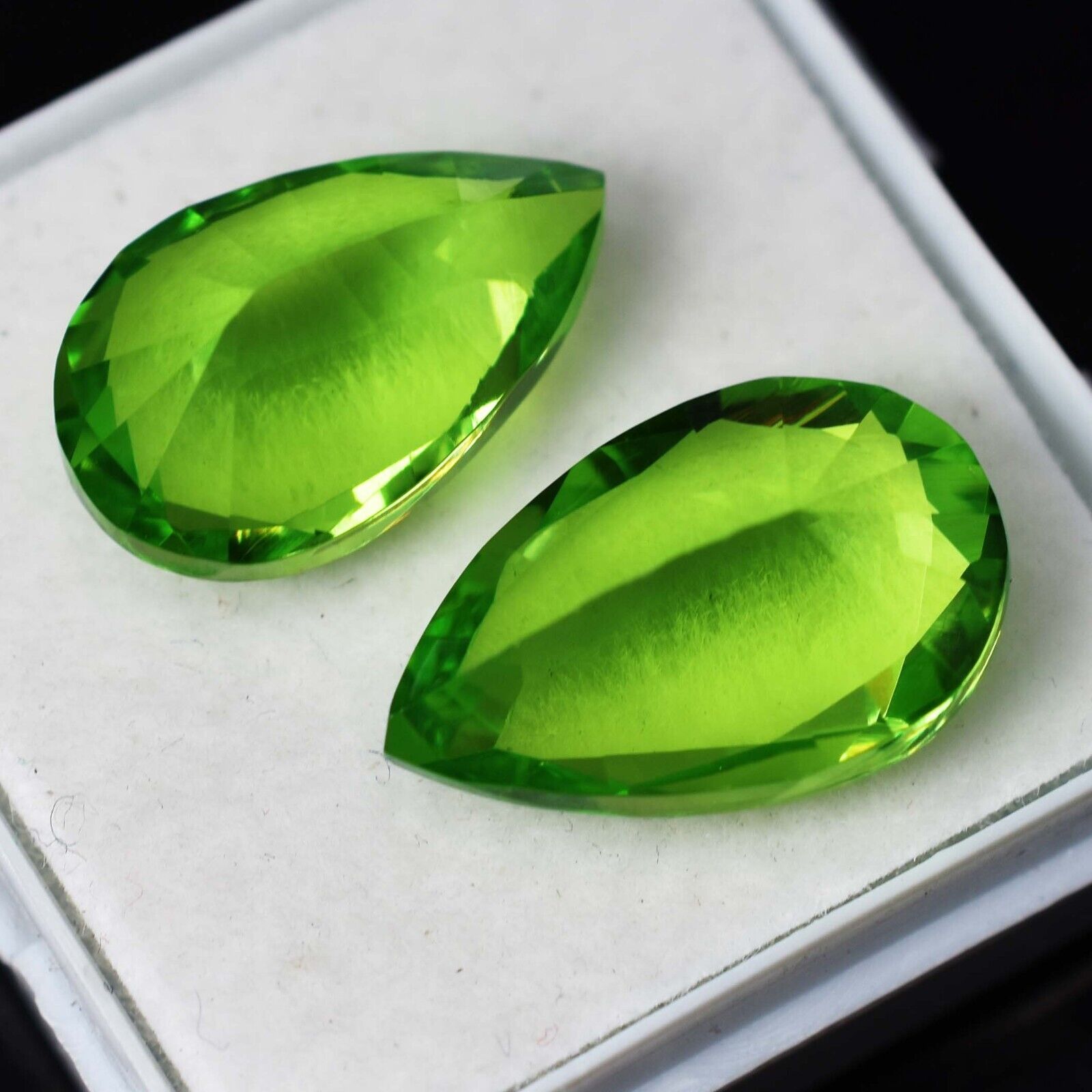 8 to 10 Ct Natural Each GREEN Peridot PEAR CUT Loose Gemstone CERTIFIED Pair